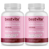 Botella BESTVITE acetil L-carnitina para energía diaria.