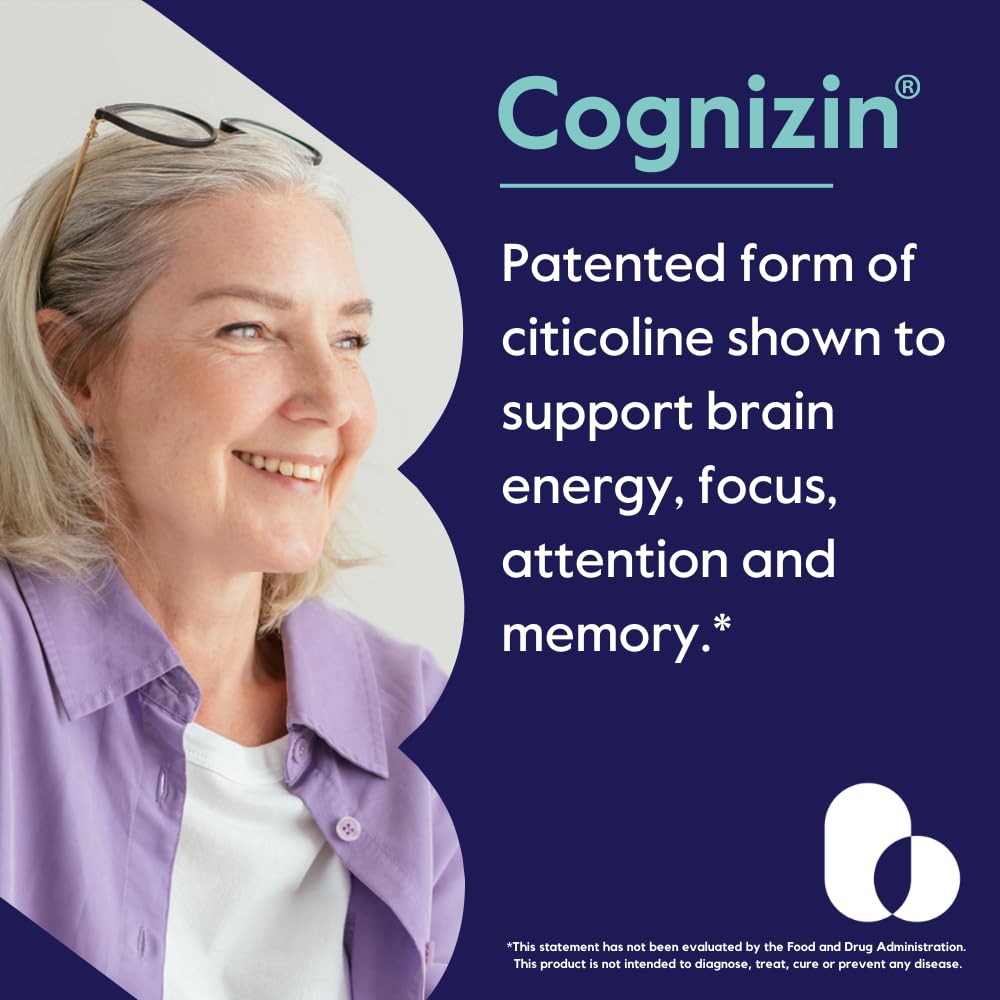 Botella frontal de BESTVITE Cognizin para uso diario y enfoque mental.