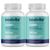 BESTVITE CoQ10 100 mg, botella con dos paquetes, apoyo a la energía cotidiana.