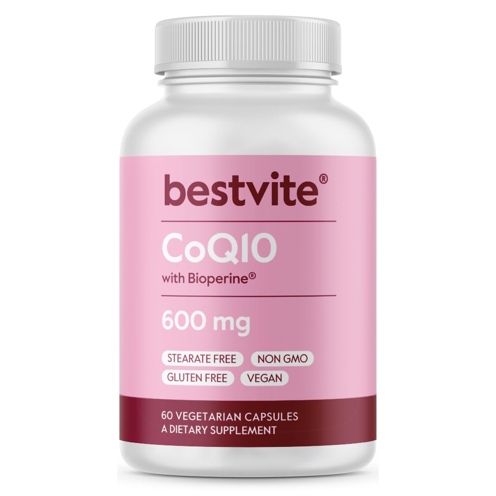 BESTVITE CoQ10 600 mg en cápsulas vegetarianas para energía diaria.