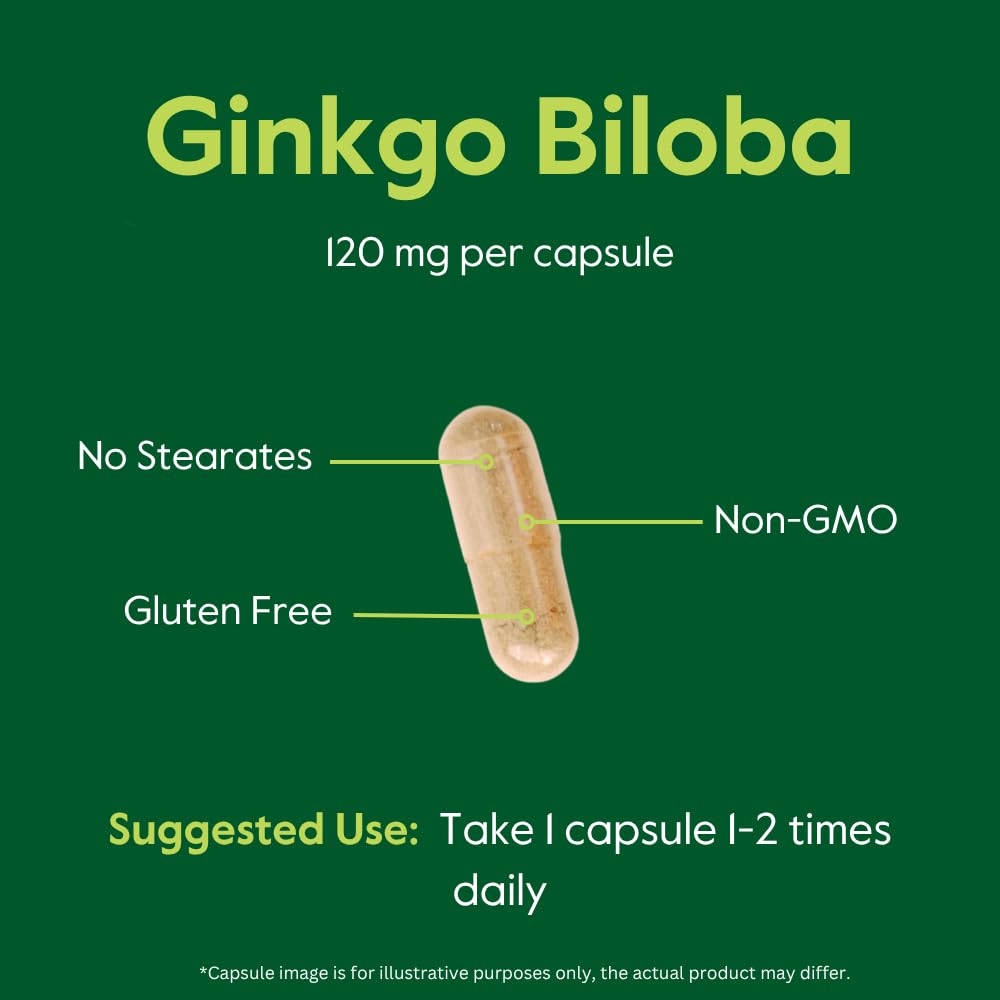 Caja de cápsulas BESTVITE Ginkgo Biloba, ideal para rutina diaria de memoria.