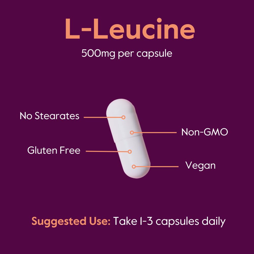 Cápsulas veganas de Leucina 500 mg para dietas sin gluten