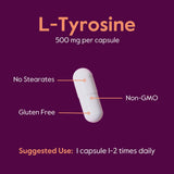 Bestvite Tirosina 500 mg: etiqueta informativa para verificar composición y alérgenos.