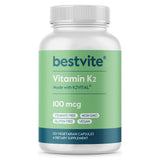 Botella BESTVITE de vitamina K2 100 mcg MK-7 con K2VITAL para uso diario