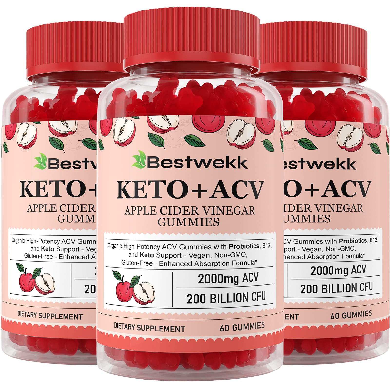 Bestwekk ACV Gummies empaque con frasco y etiqueta clara para compra fácil.