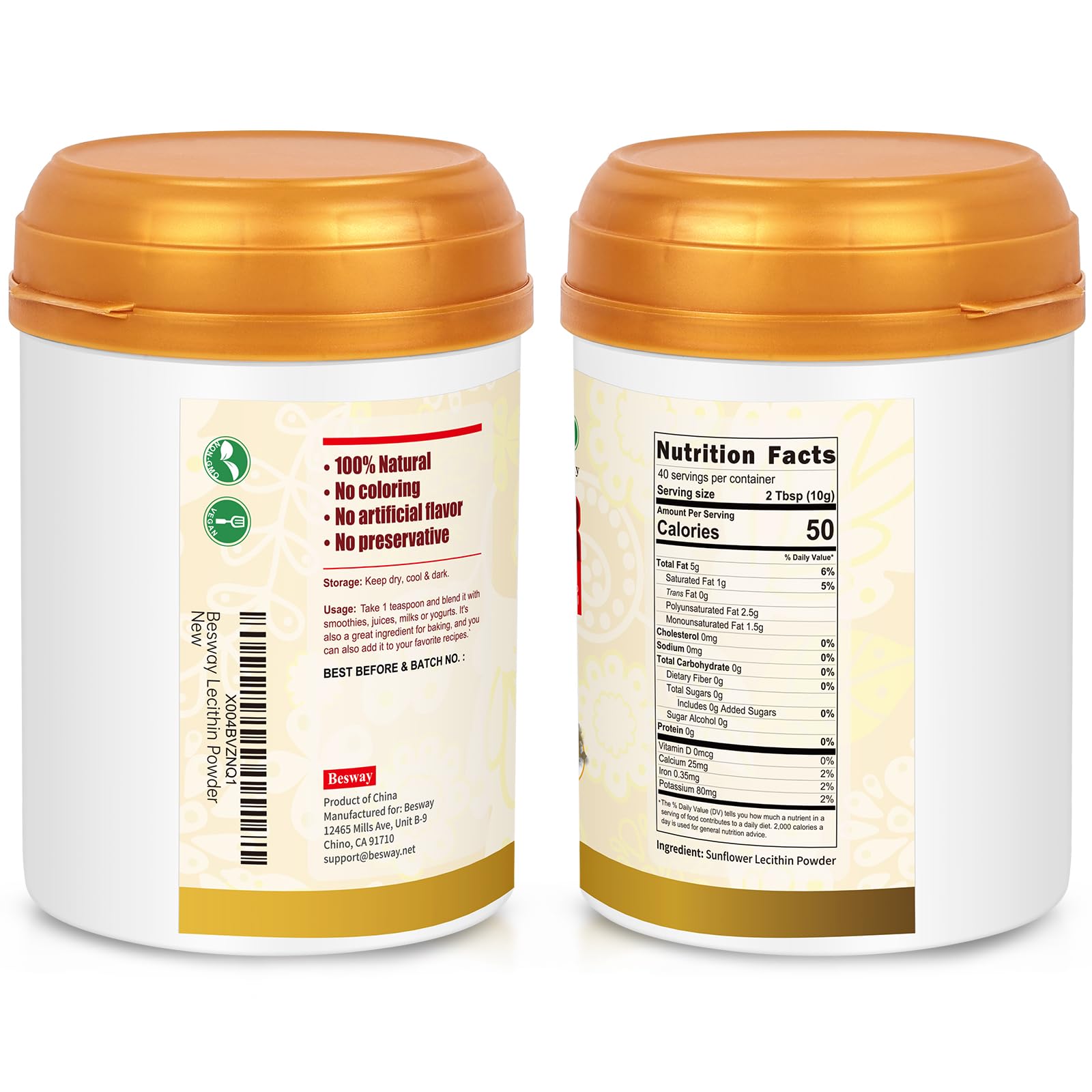 Besway Lecitina de girasol emulsificante natural para gomitas deliciosas.