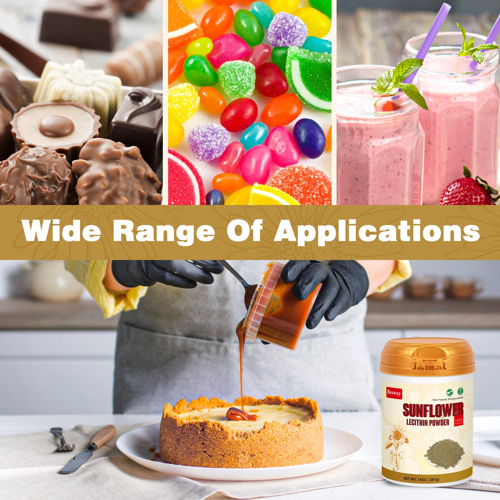 Besway Lecitina de girasol emulsiona ingredientes en postres caseros.