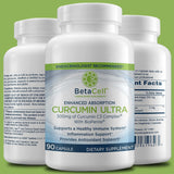 Betacell Curcuma con Pimienta Negra en bote de cápsulas para absorción