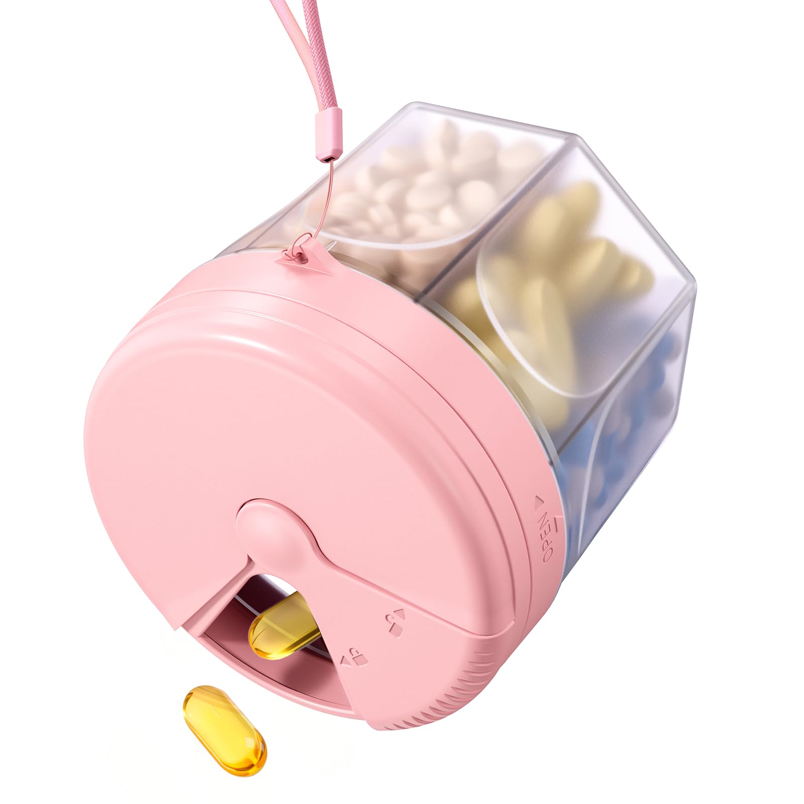 Betife Cute Dispensador de pastillas con apertura amplia para facilitar dosis diarias