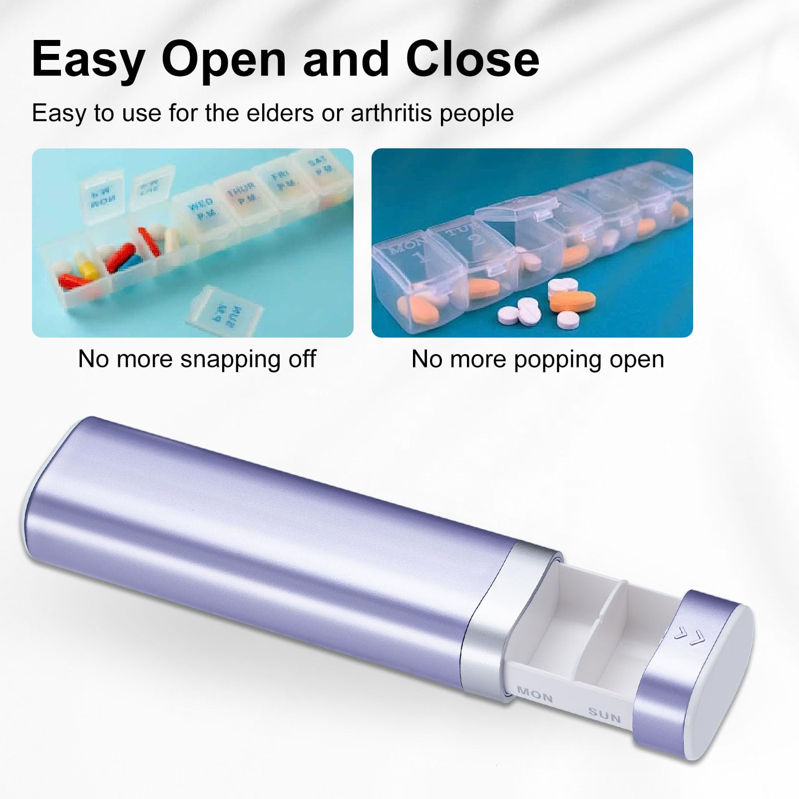Betife organizador de viaje compacto para pastillas, ideal para bolso o maleta.