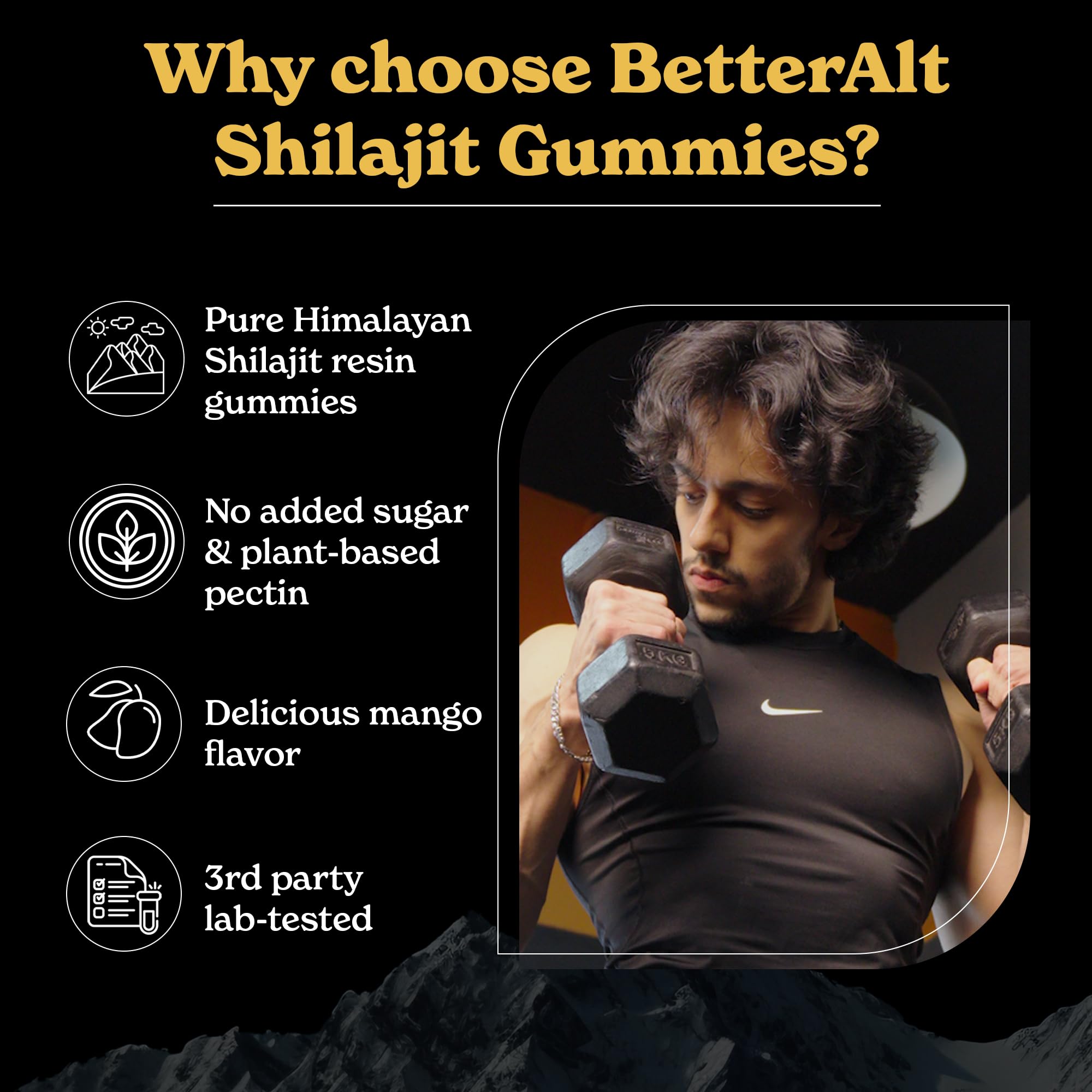 Better Alt gomitas mango sabor, experiencia agradable y nutrientes clave.