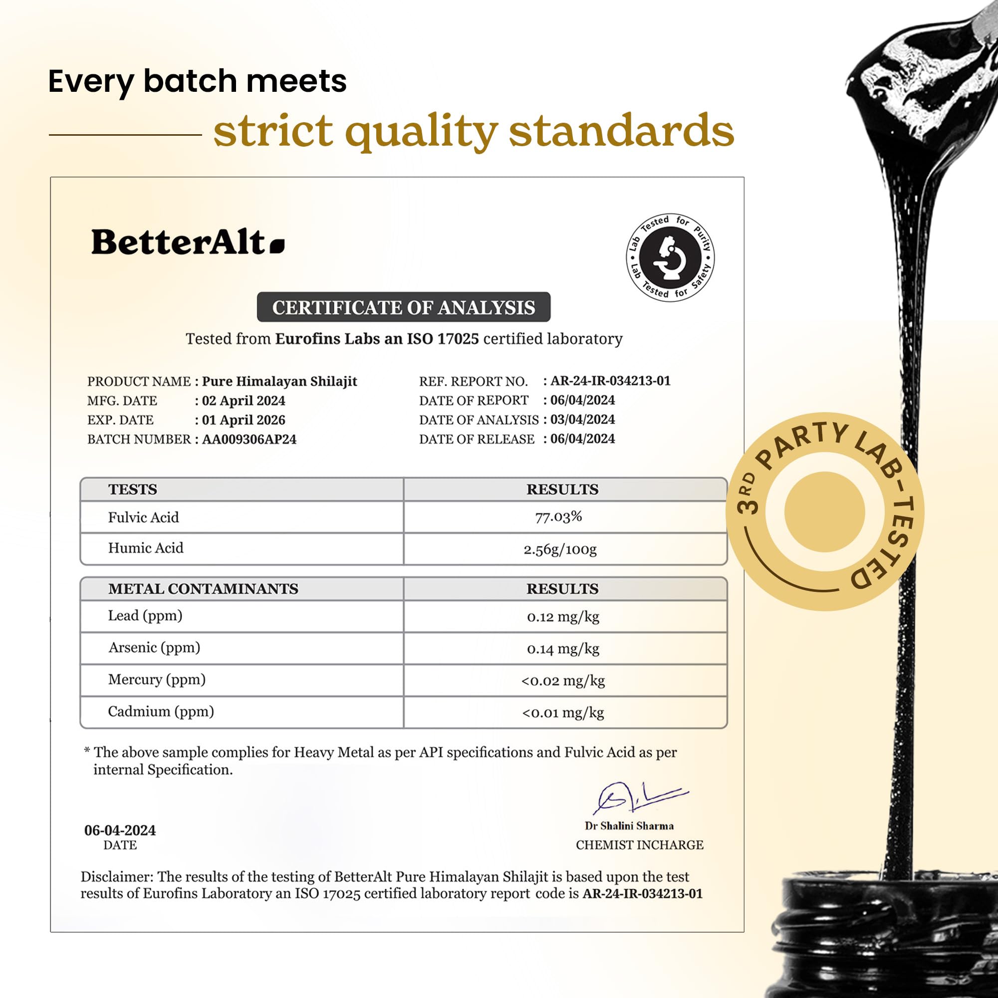 Better Alt Resina Shilajit Himalaya, complemento vegano sin aditivos.