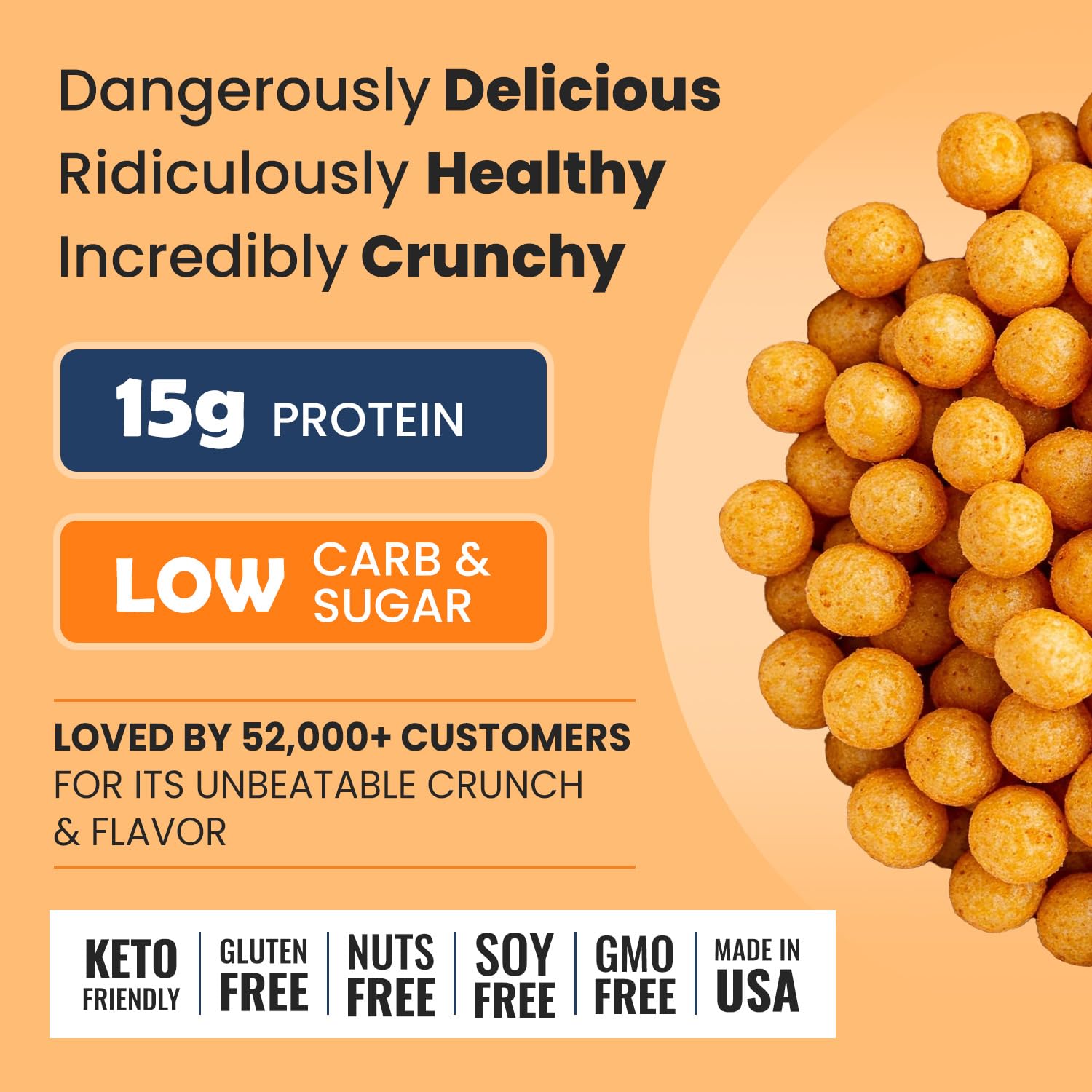 Better Than Good Puffs cheddar con 15 g de proteína por porción