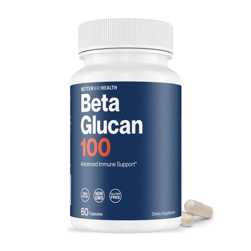 Better Way Health Beta Glucan 100 en botella, apoya la inmunidad diaria.
