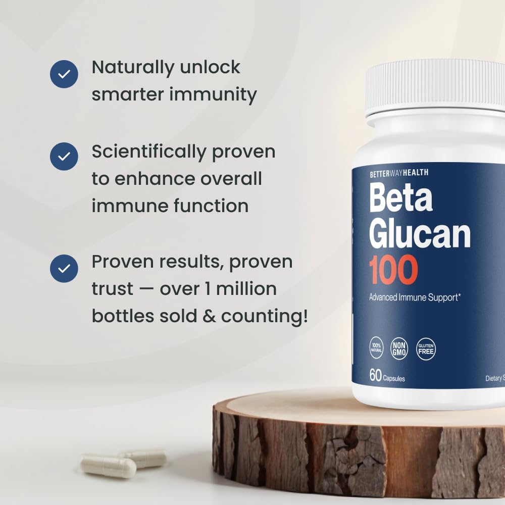 Better Way Health Beta Glucan 100 toma diaria fácil de incorporar.