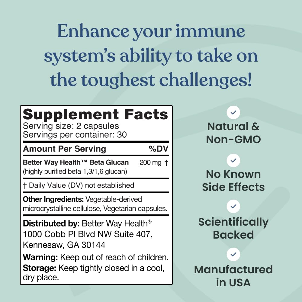 Better Way Health Beta Glucan 100 porciones, acabado limpio para uso diario.