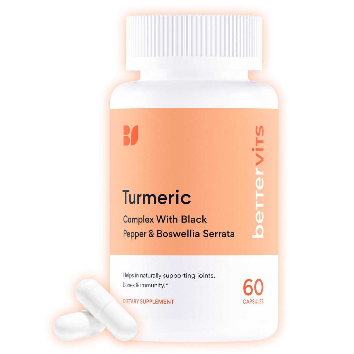Cápsula Bettervits de cúrcuma 1000 mg, enfoque en absorción para uso diario
