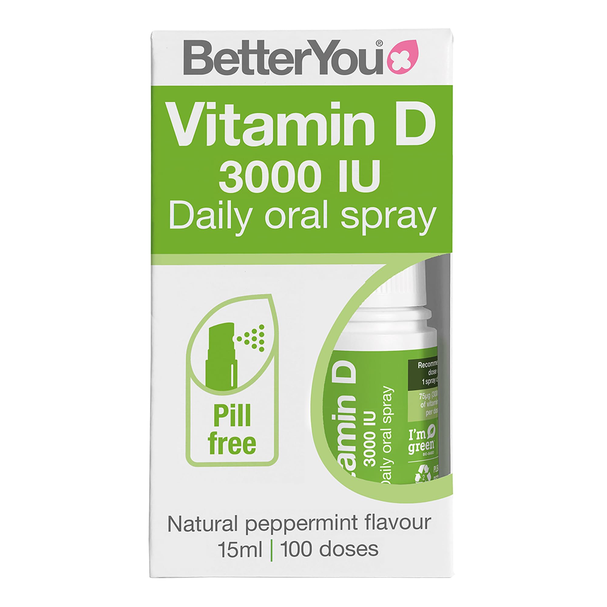 Ingredientes naturales de BetterYou D3000 sin modificados genéticamente