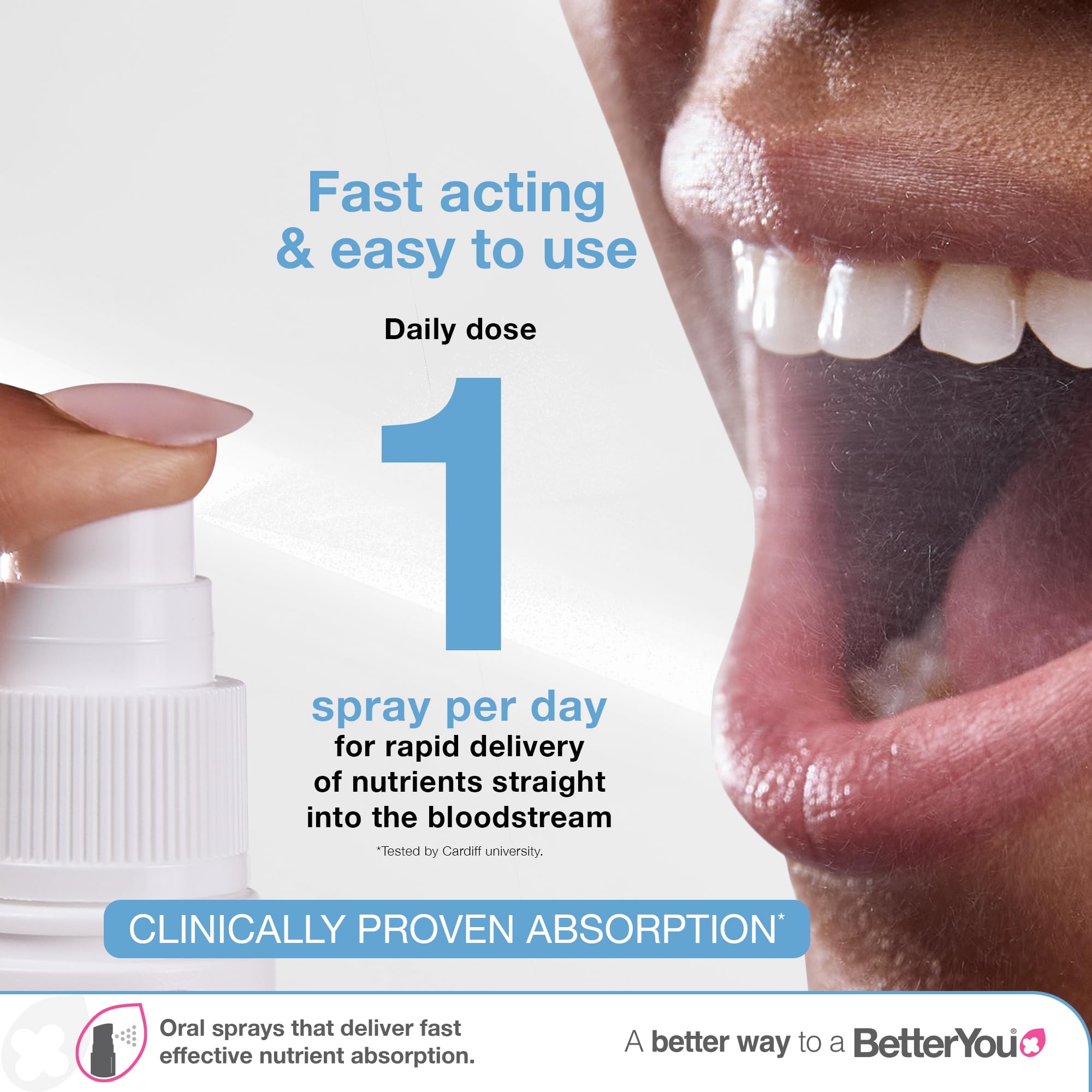 BetterYou Dlux 1000, dosis diaria de vitamina D3 para huesos.