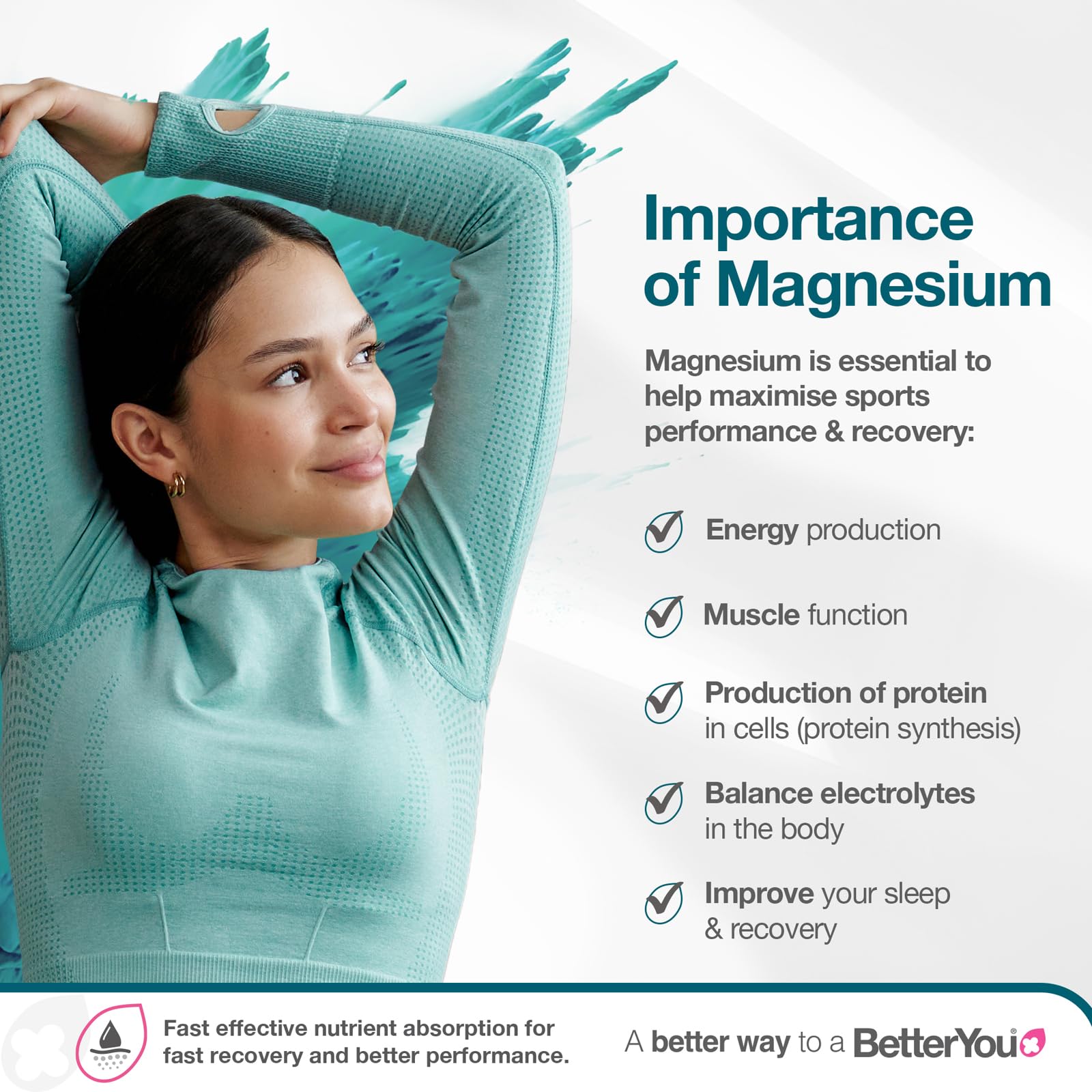 BetterYou Gel de Magnesio: aplicación tópica para relajación después del ejercicio.