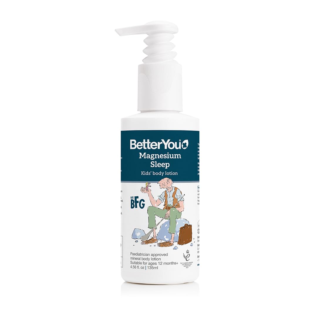 BetterYou Magnesio Dormir Niños crema en botella, sensación calmante para la rutina nocturna.