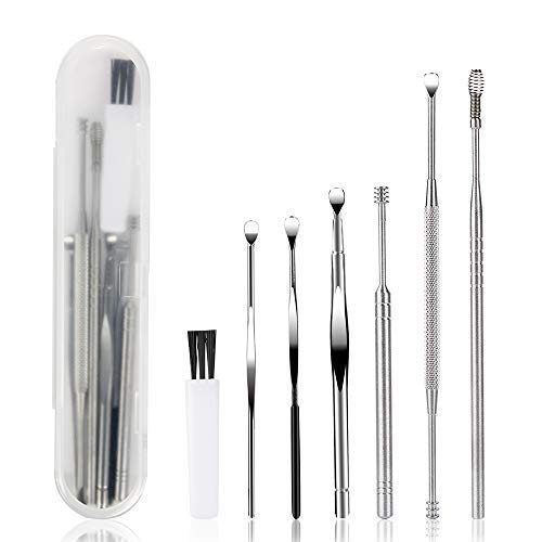 BetyBedy 7 piezas de curetas para oídos con estuche para almacenamiento seguro.