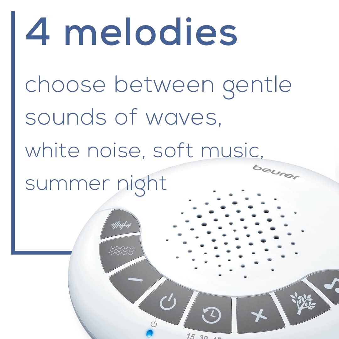 Beurer Dreamsound SL15 muestra cuatro sonidos calmantes para diversas edades.