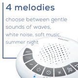 Beurer Dreamsound SL15 muestra cuatro sonidos calmantes para diversas edades.