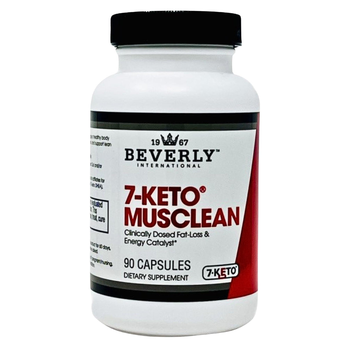 Beverly International 7-Keto Musclean, botella: ayuda a quemar grasa manteniendo músculo.