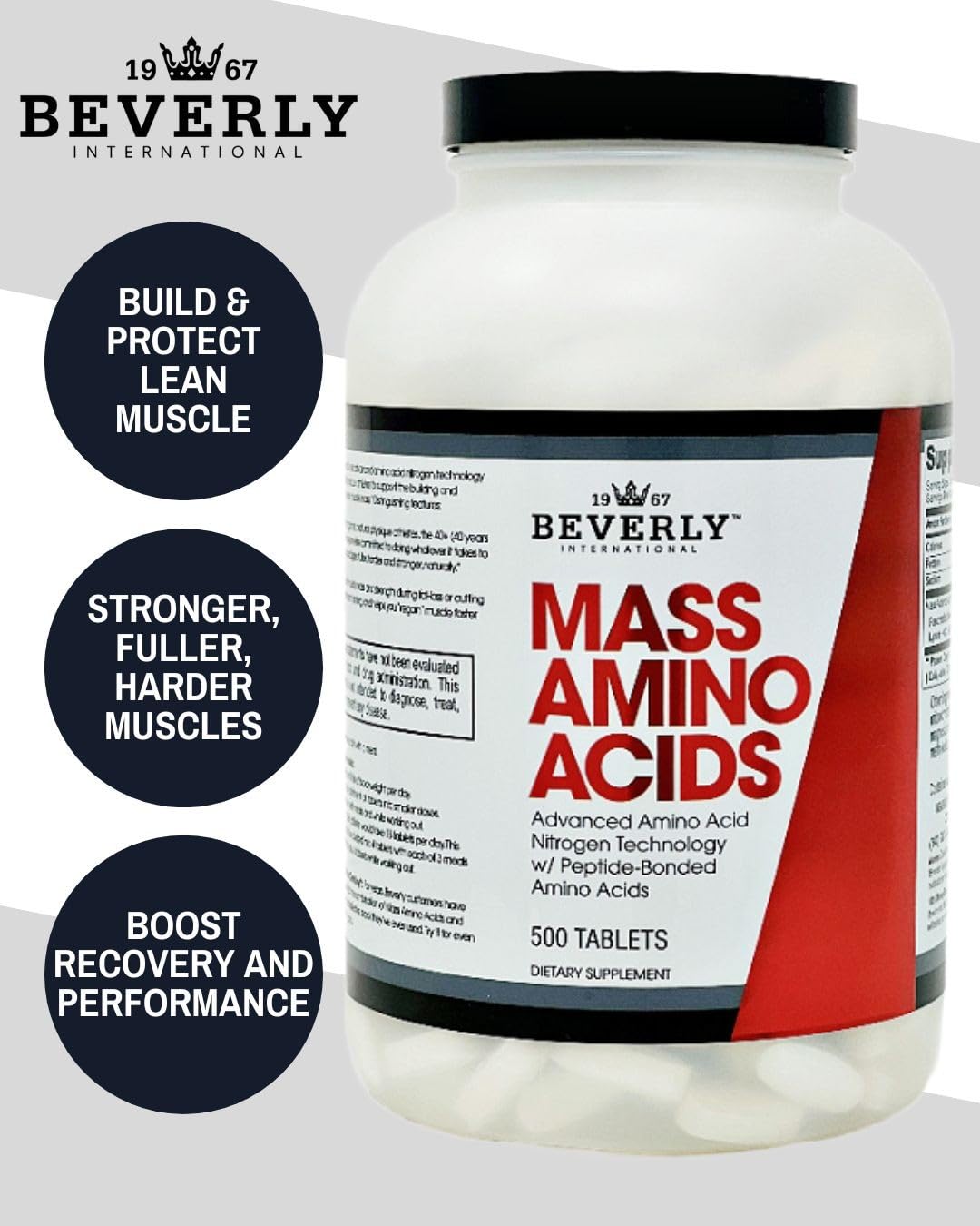 Beverly International Mass Aminoácidos, uso diario para mantener aminoácidos disponibles