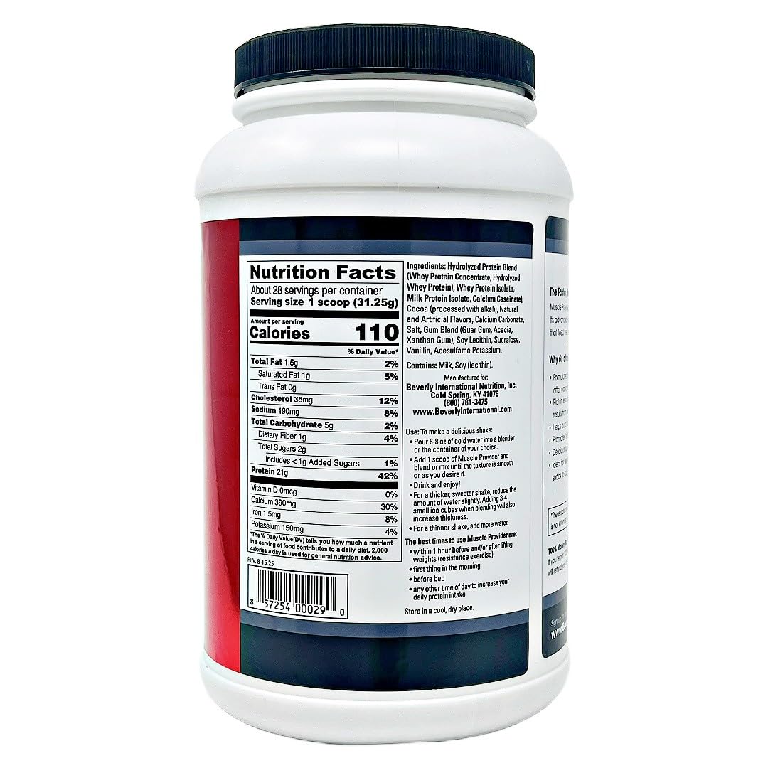 Muscle Provider de Beverly International, mezcla cremosa, sabor a helado.