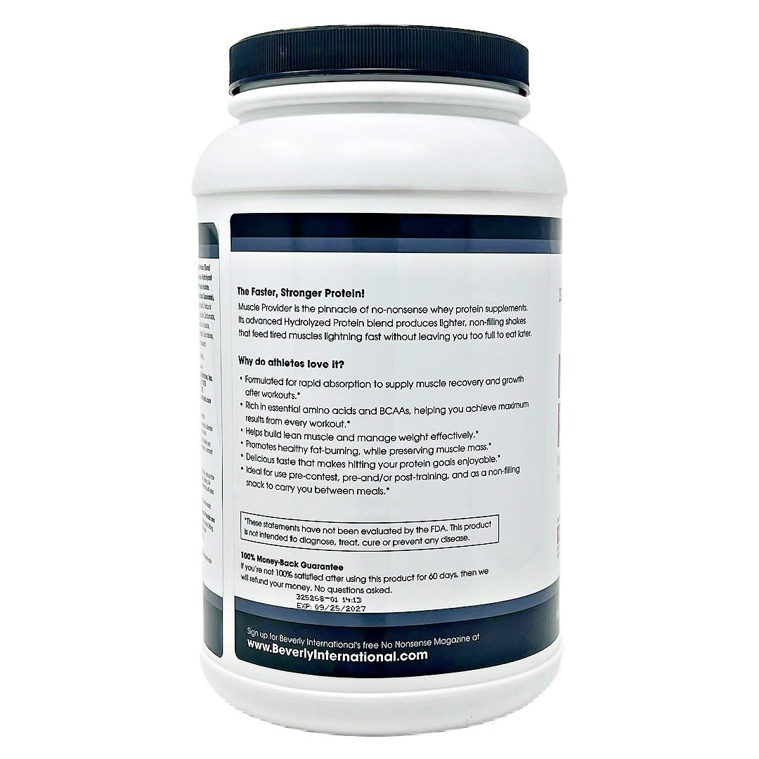 Muscle Provider de Beverly International, proteína aislada de alta absorción.