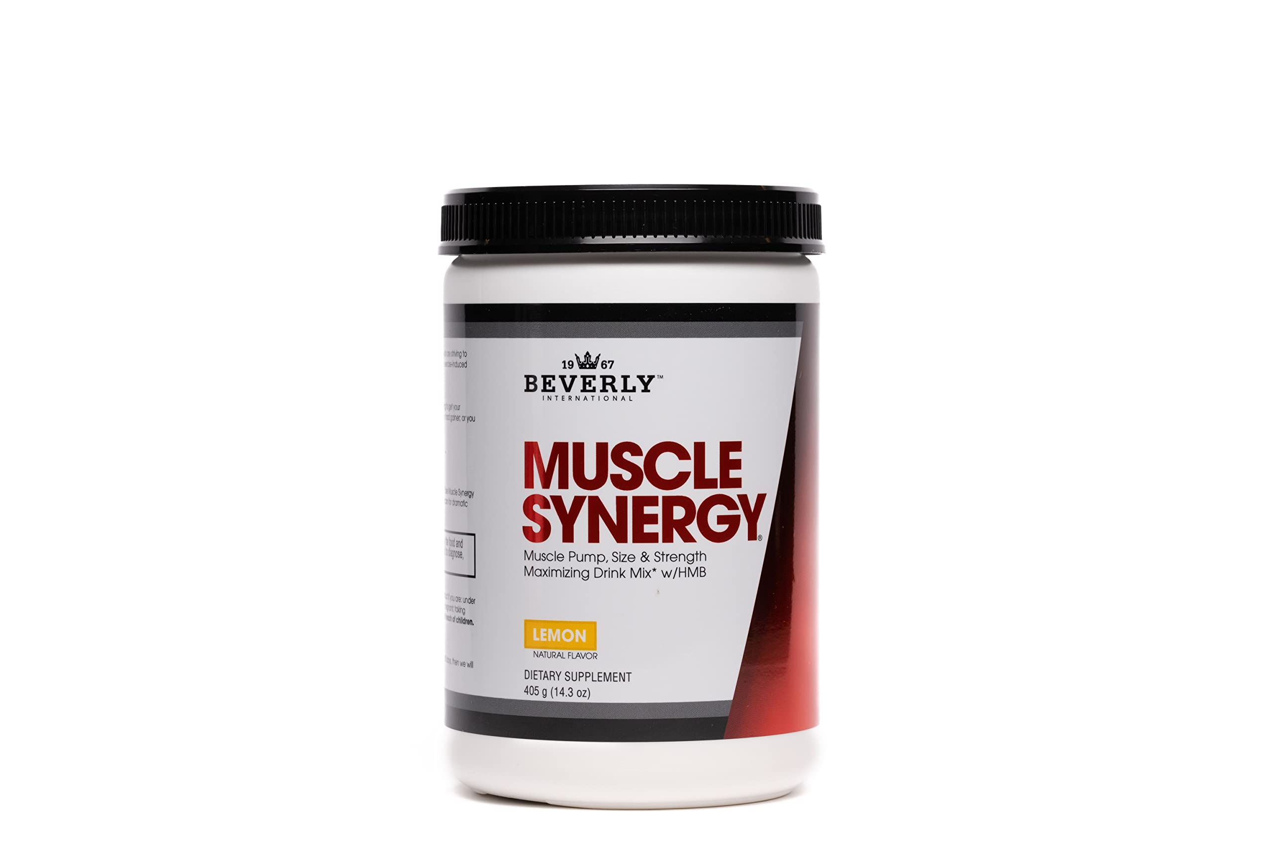 Beverly International Muscle Synergy pote limón polvo para sabor y energía sostenida durante entrenamientos.
