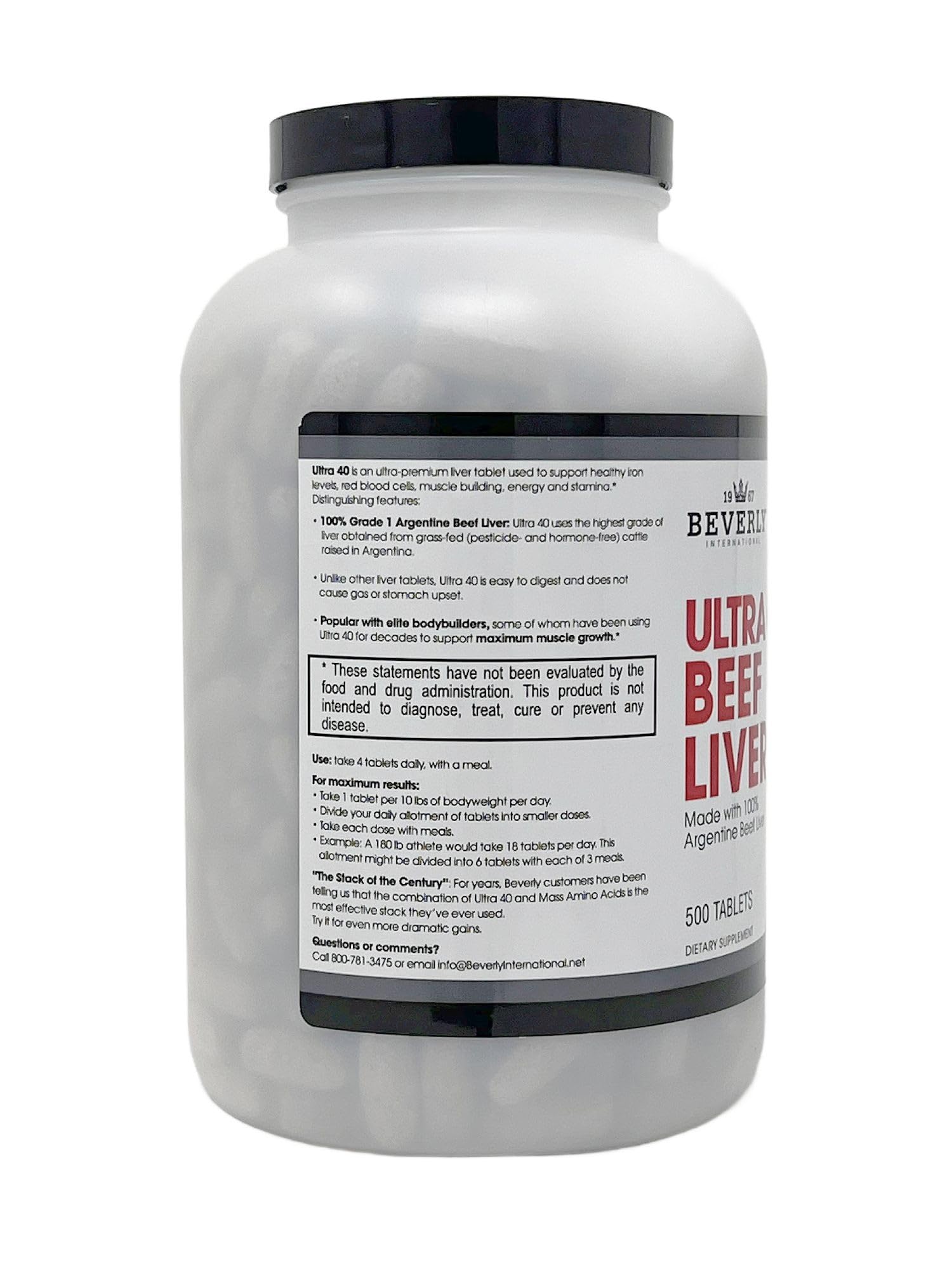 Beverly International Ultra 40 etiqueta de la botella claridad de marca