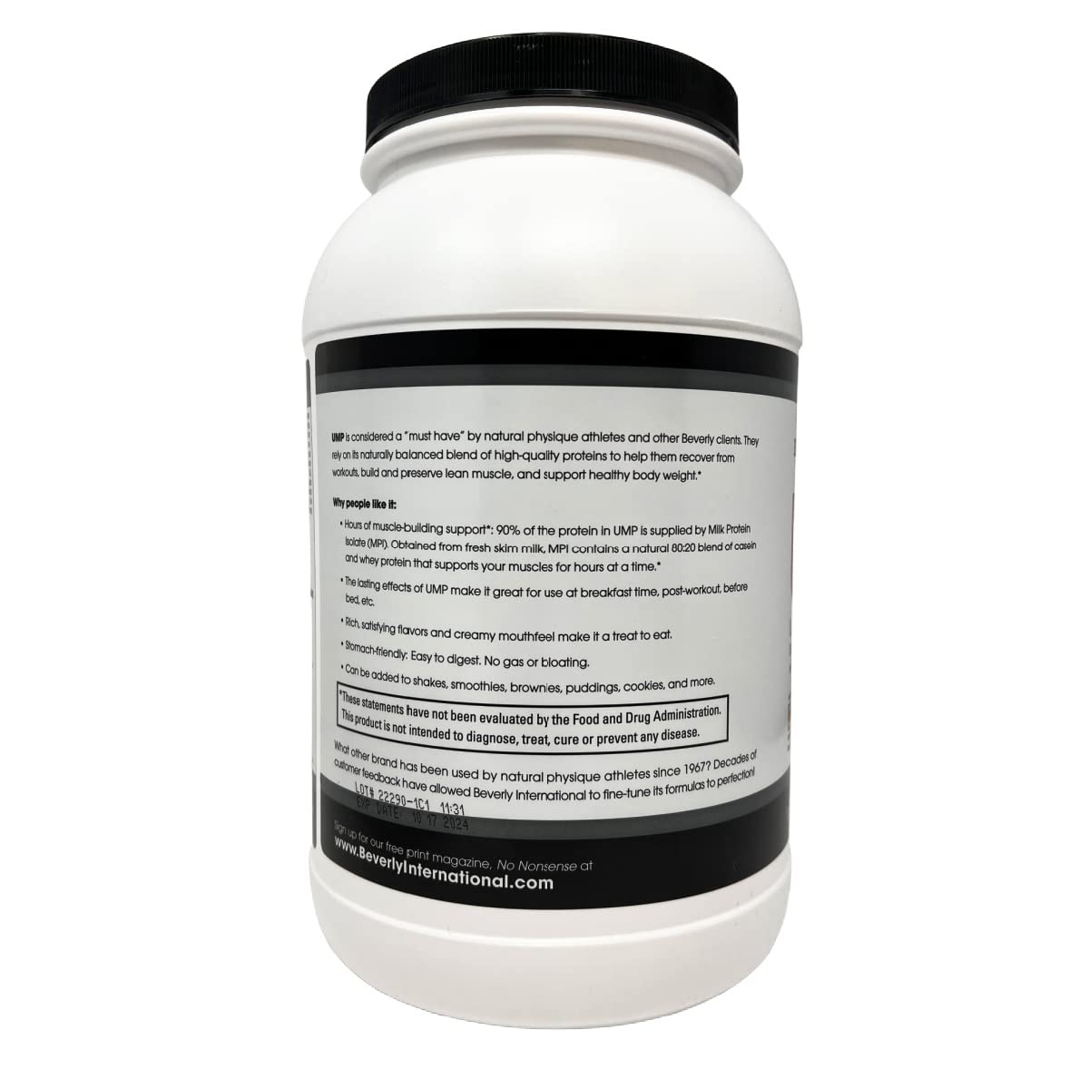 Beverly International UMP proteina Rocky Road, shake cremoso en vaso para recuperación muscular