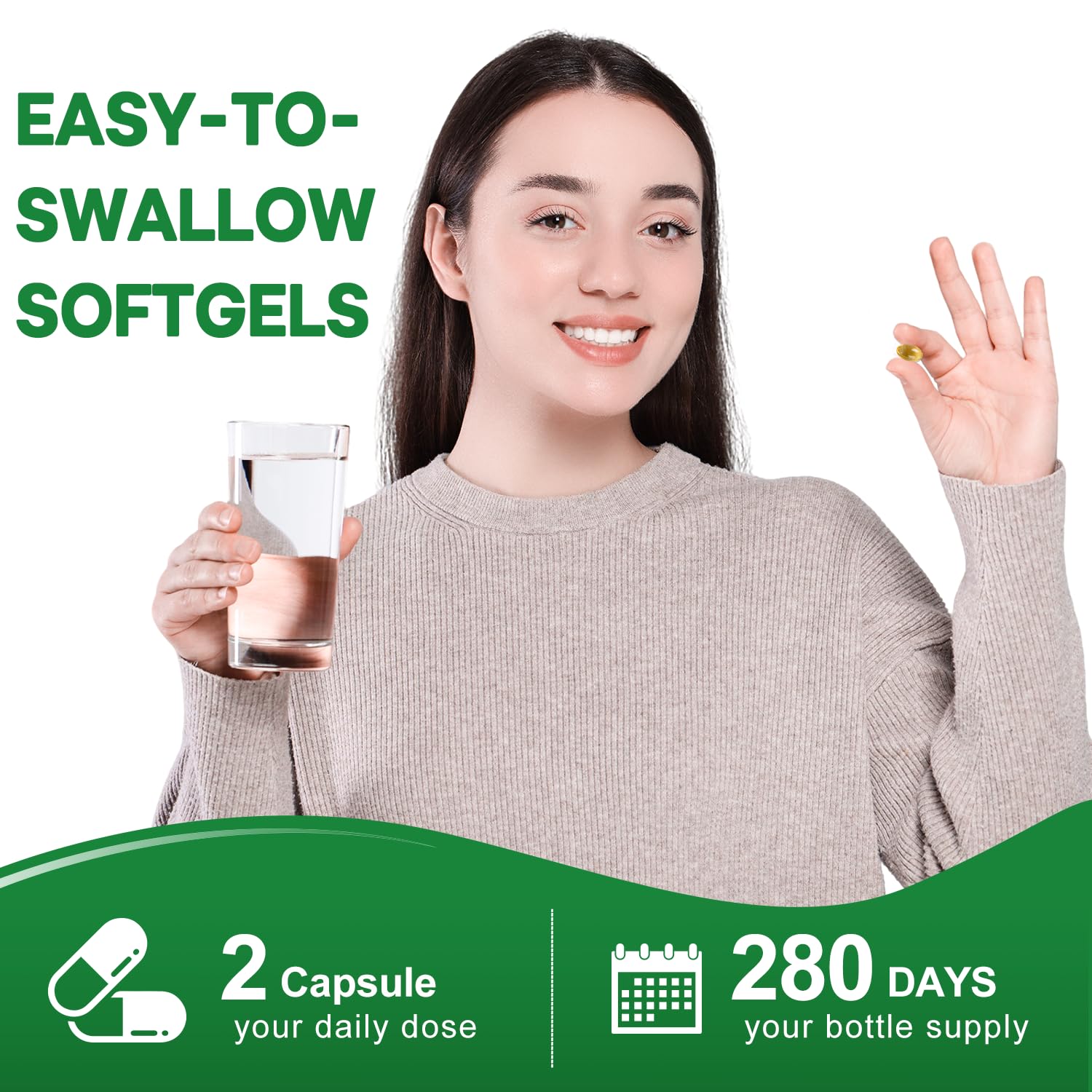 Cápsulas fáciles de tragar mejoran la absorción en el sistema digestivo.