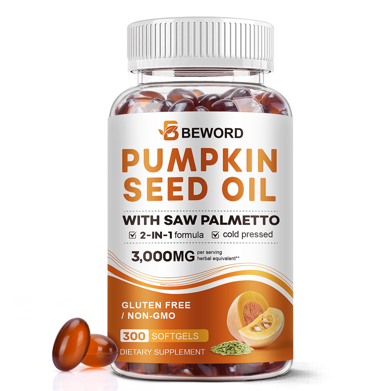 BEWORD cápsulas de aceite de semilla de calabaza prensado en frío para bienestar diario