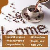B BEWORTHS Mushroom Coffee: cacao orgánico para sabor suave y agradable.