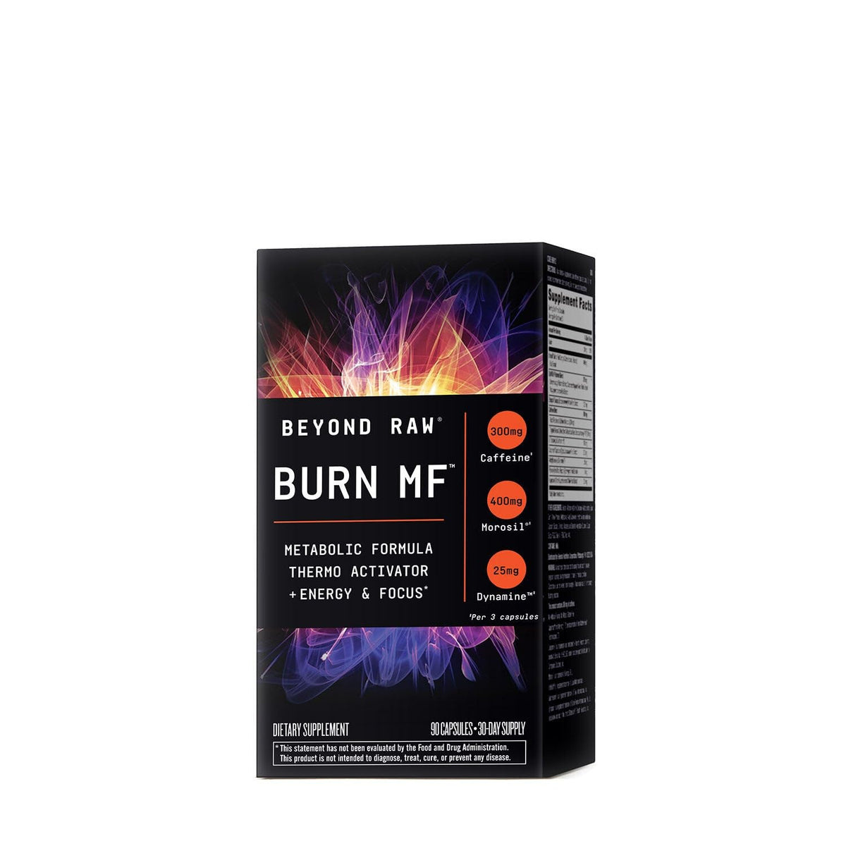 BEYOND RAW Burn MF botella con cápsulas para energía sostenida durante entrenamientos