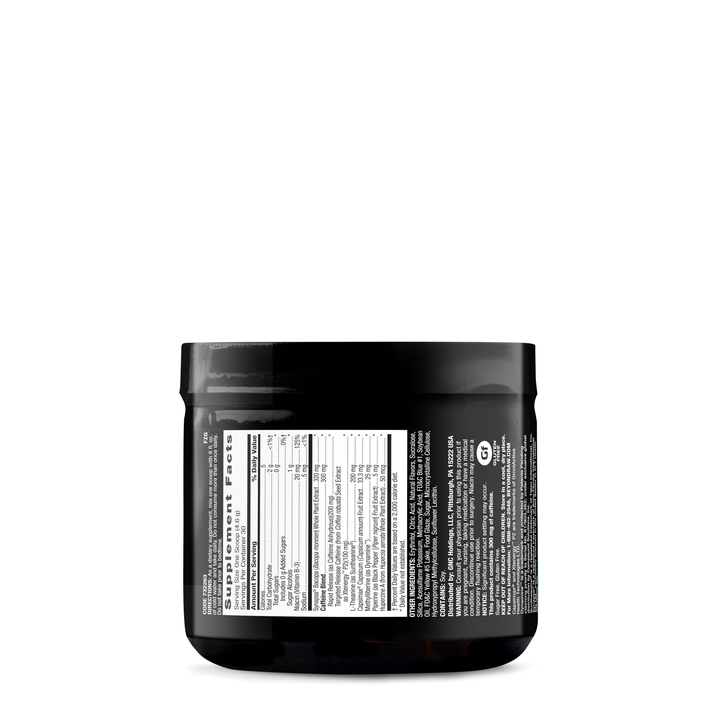 BEYOND RAW Burn MF etiqueta frontal con información de ingredientes clave