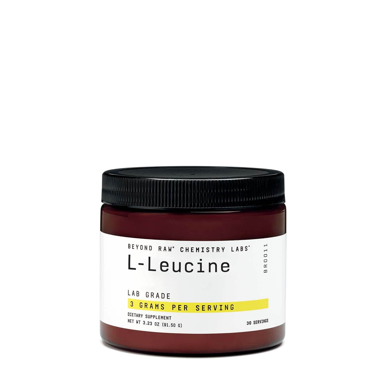 BEYOND RAW Leucina en polvo en bote para apoyo de síntesis proteica