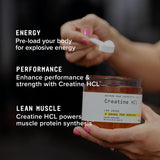 BEYOND RAW Creatina HCl, apoyo a la ganancia muscular con entrenamiento de resistencia.