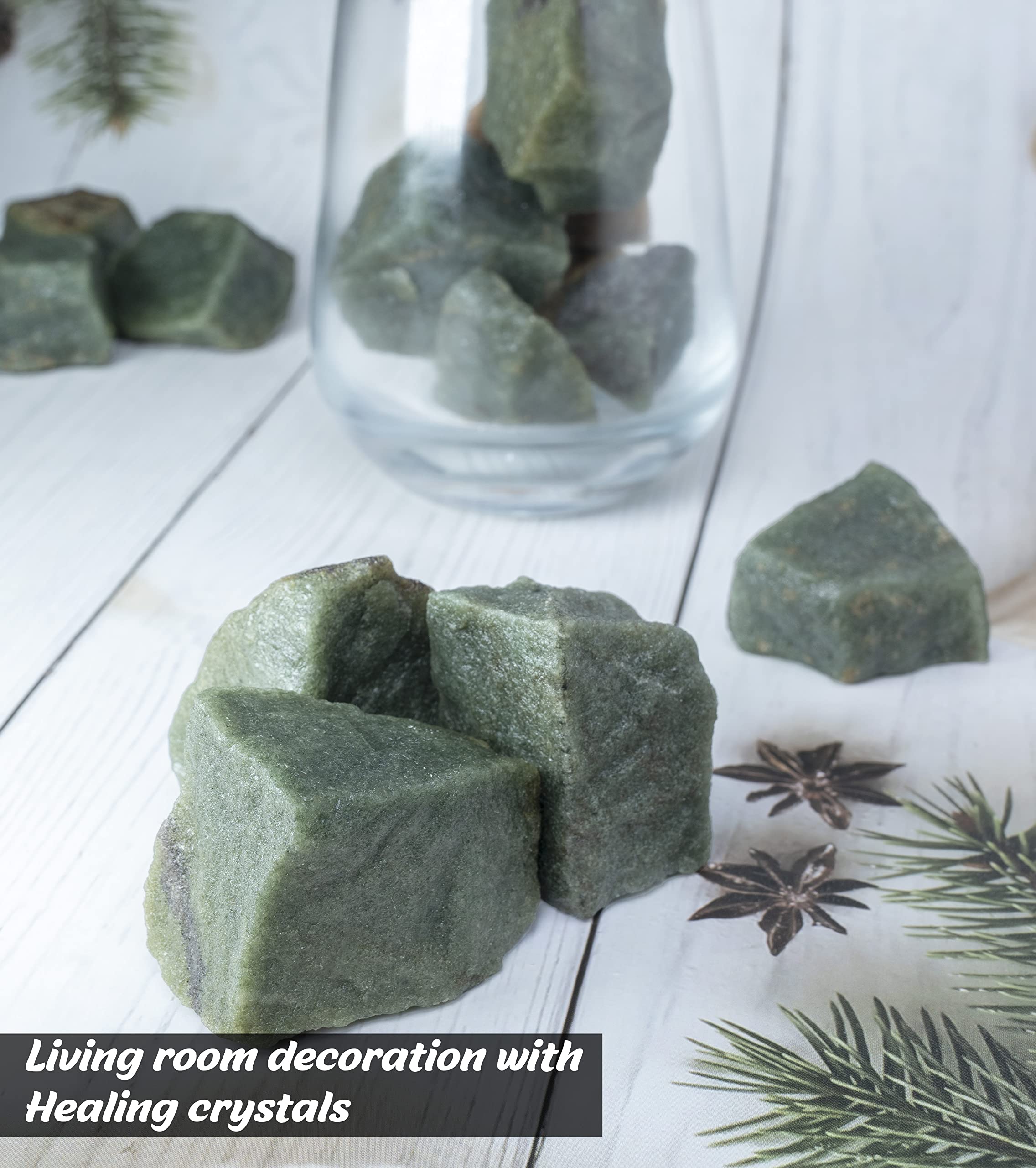BEZAVO aventurina verde, piedras crudas para decoración de hogar y oficina