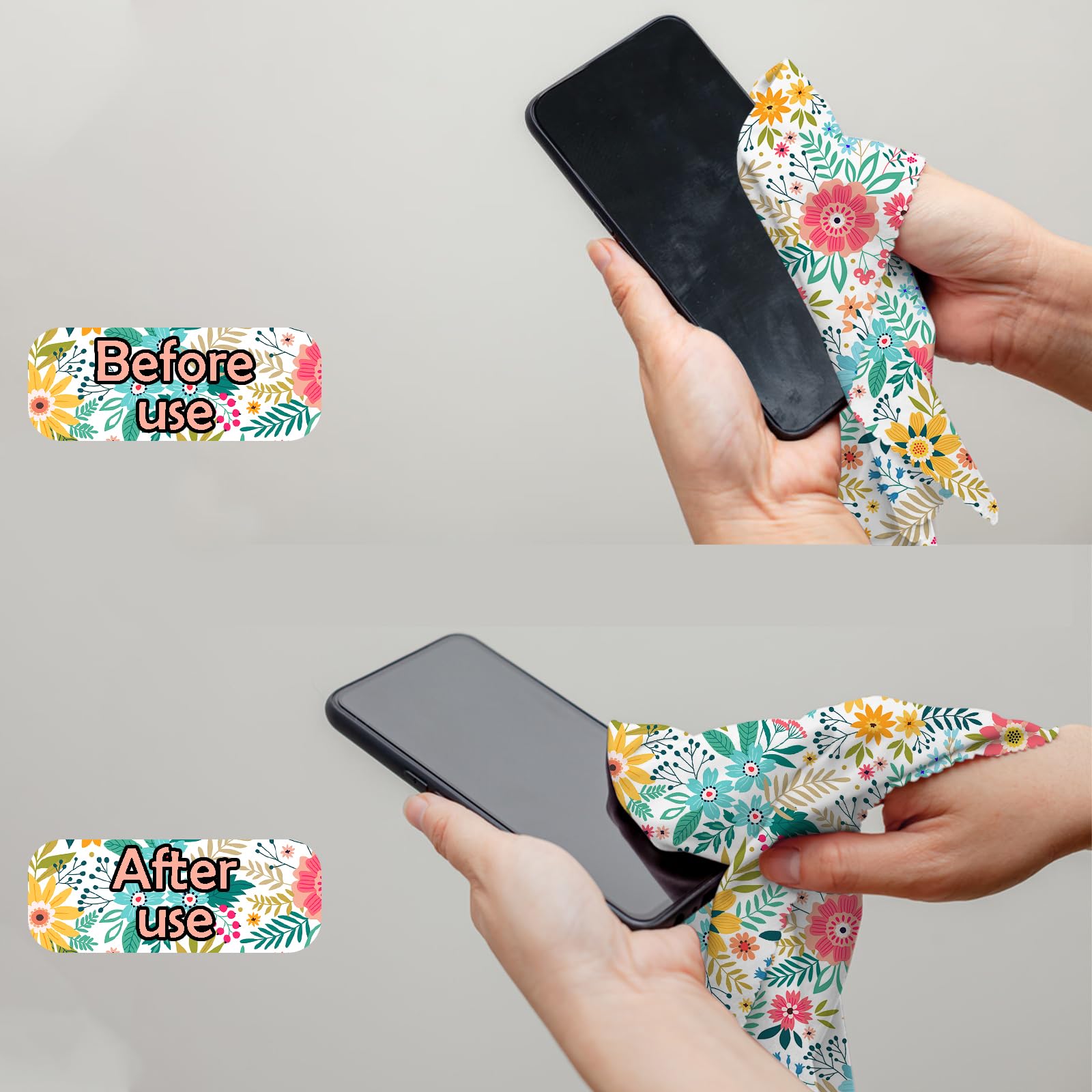 BHAHB paño limpiador: microfibra floral compacto para gafas y dispositivos