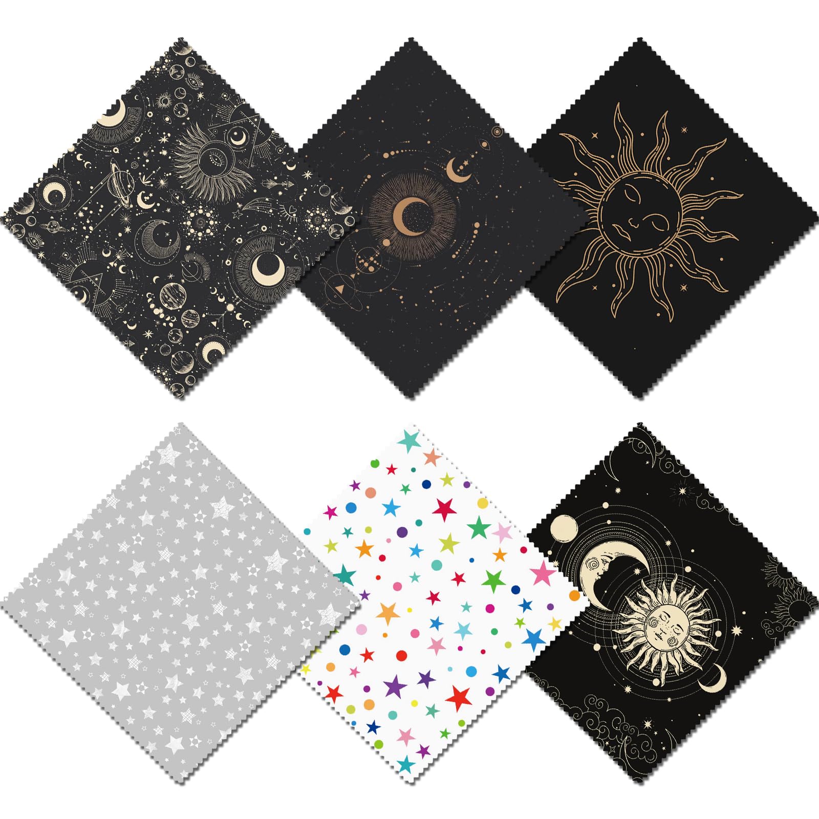 Paño BHAHB para gafas con diseño sol-luna-estrella, limpia sin rayar.