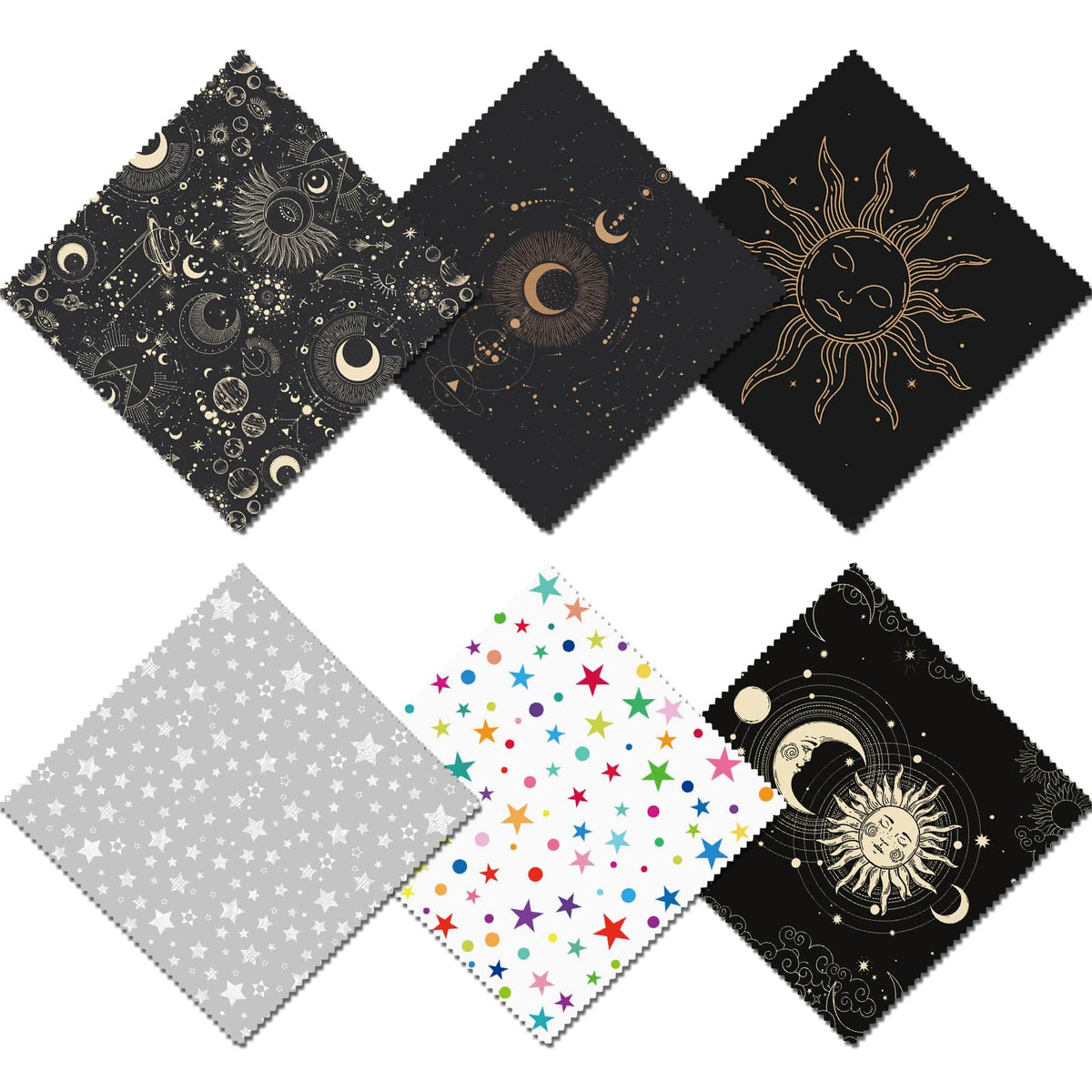 Paño BHAHB para gafas con diseño sol-luna-estrella, limpia sin rayar.