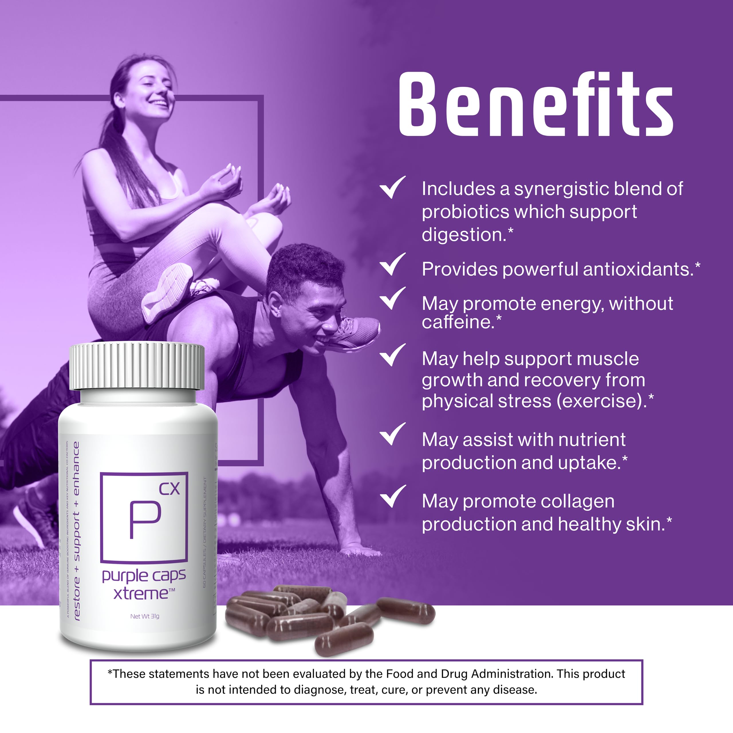 bhip Global Purple Caps Xtreme: vista trasera con dosis sugerida diaria