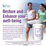 bhip Global Purple Caps Xtreme: vista frontal del envase para fácil almacenamiento