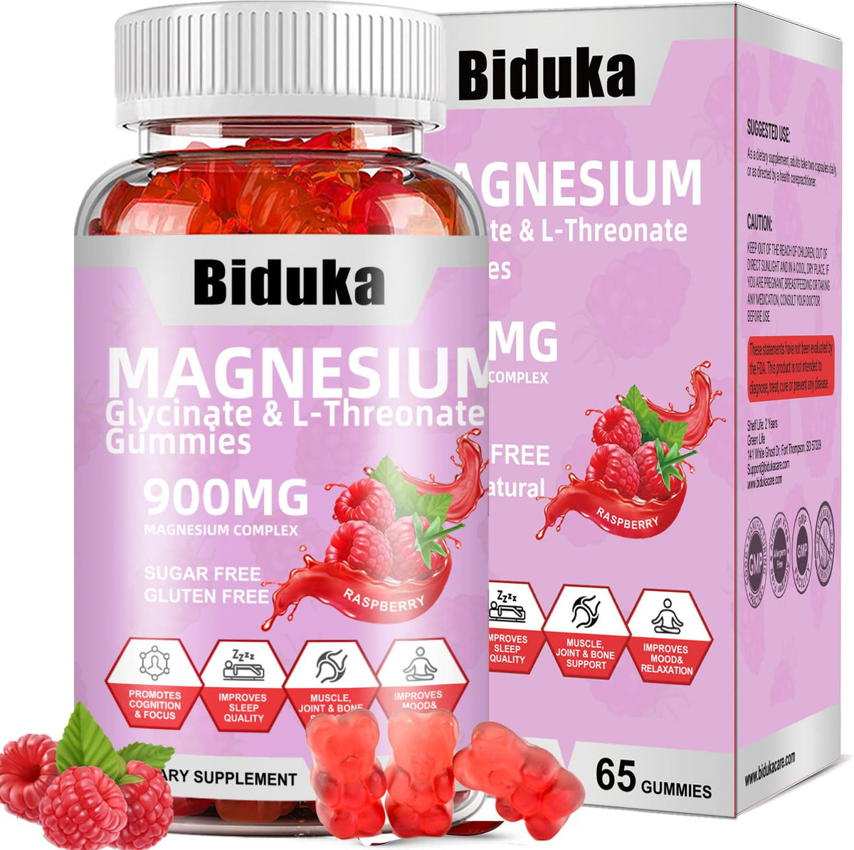 Biduka gominolas magnesio 900 mg, 65 unidades para relajación diaria.