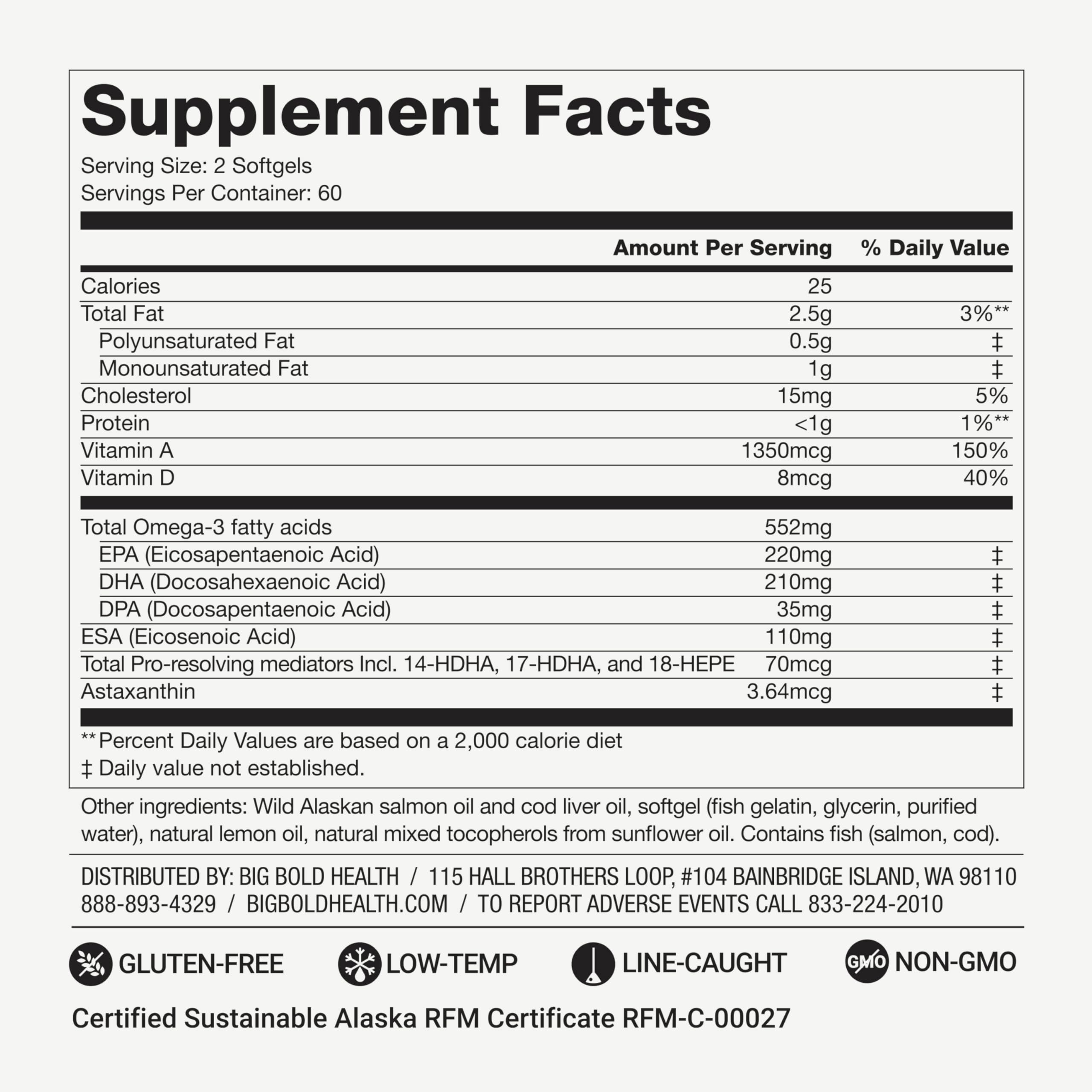 BIG BOLD HEALTH Omega-3 Rejuvenate, PRMs: lípidos especializados para posibles respuestas inmunes equilibradas.